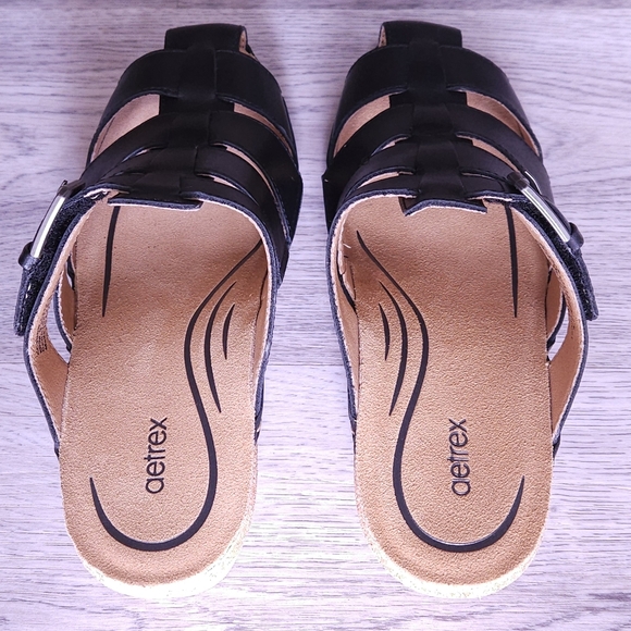 NWOT Aetrex Cally Clog Black Leather Heel Clog Sandal Size 7.5, 8 SKU CC400 - Picture 8 of 15